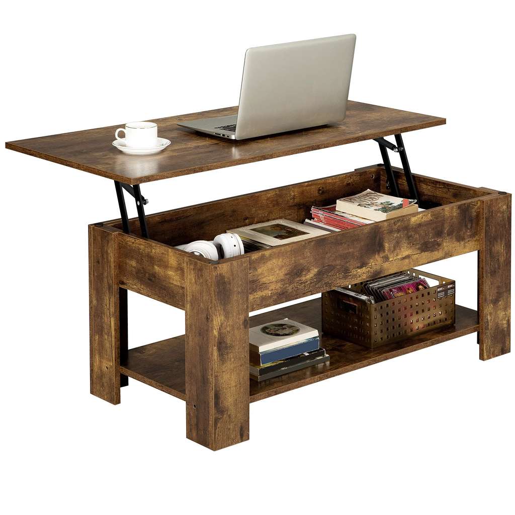 Yaheetech Lift Top Coffee Table, Wood Lifting Table Tea with Storage Shelf 98x50x(42-56) cm - w/voucher - Sold & fulfilled by Yaheetech UK