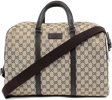 Gucci Duffle Brown Signature Guccissima Large Canvas Leather Travel Luggage NEW
